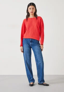 hush Shirts & Blouses|Kirra Oversized Textured Blouse Bright Red
