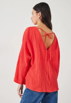 hush Shirts & Blouses|Kirra Oversized Textured Blouse Bright Red