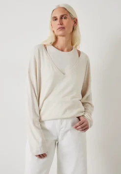 hush Jumpers & Cardigans|Kitty Super Slouchy Easy V Jumper Soft White