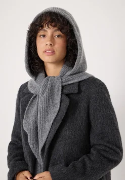 hush Scarves|Hats|Knitted Hooded Scarf Grey Marl