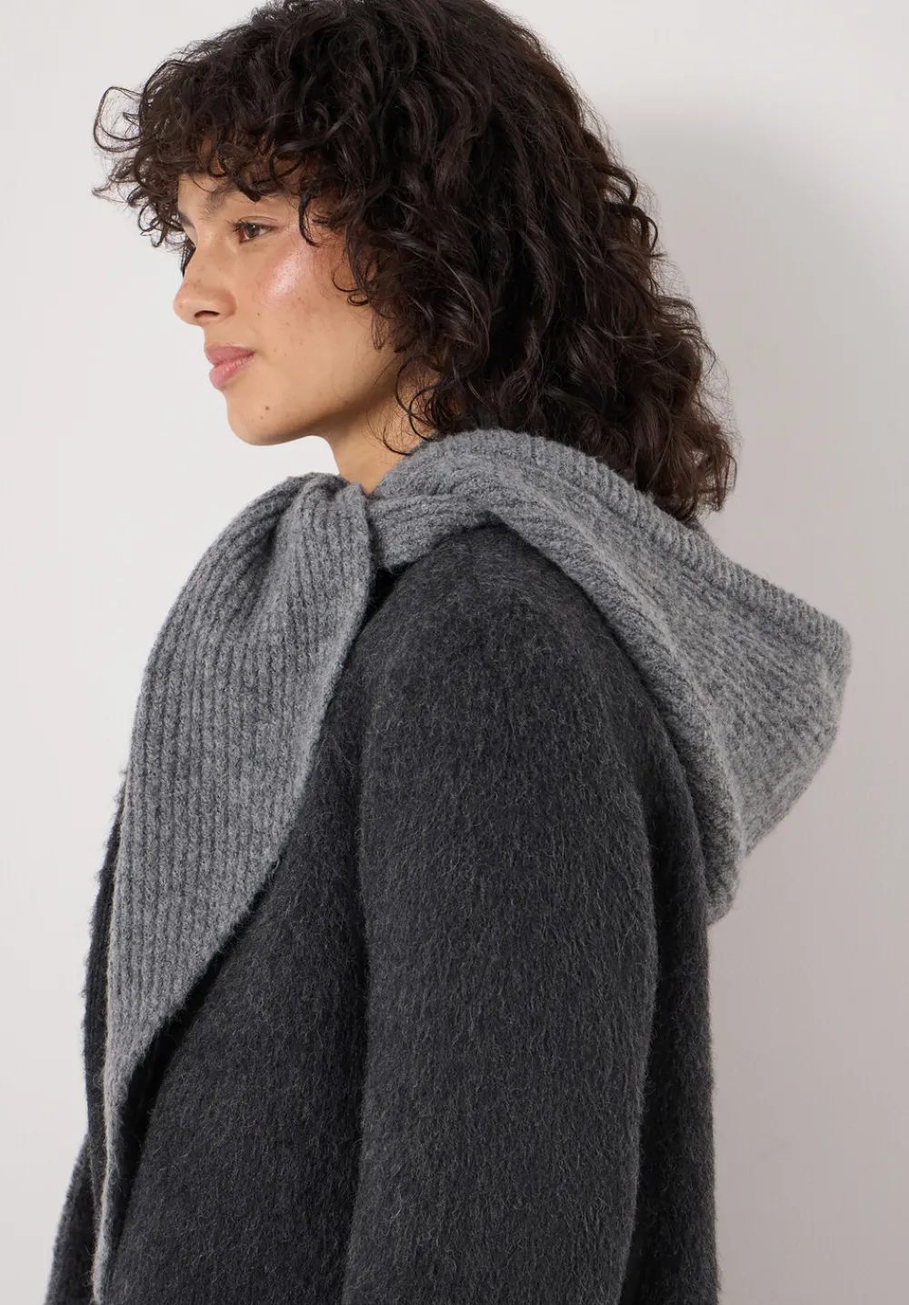 hush Scarves|Hats|Knitted Hooded Scarf Grey Marl