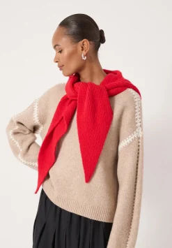 hush Scarves|Hats|Knitted Hooded Scarf Bright Red