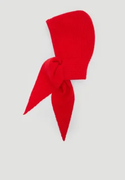 hush Scarves|Hats|Knitted Hooded Scarf Bright Red