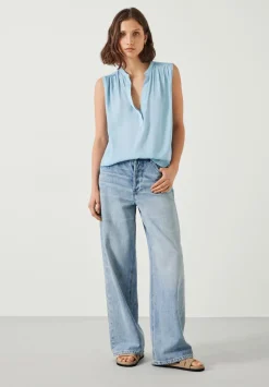 hush Shirts & Blouses|Kyla V-Neck Blouse Blue