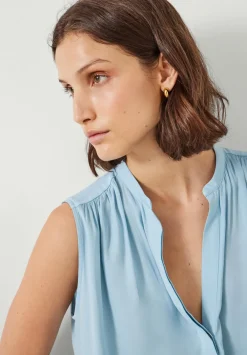 hush Shirts & Blouses|Kyla V-Neck Blouse Blue