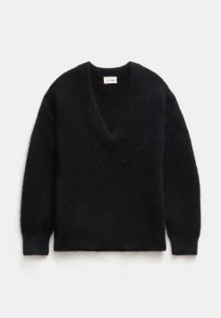 hush Jumpers & Cardigans|Lacey V Neck Alpaca Blend Jumper Black