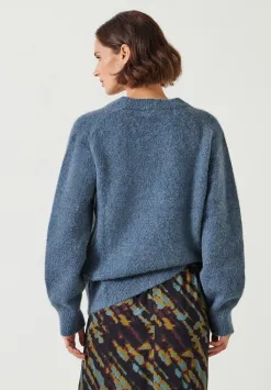 hush Jumpers & Cardigans|Lacey V Neck Alpaca Blend Jumper Smokey Blue