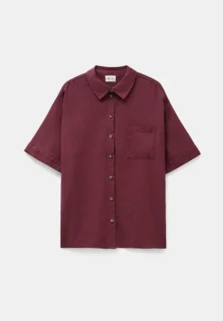 hush Swimwear & Beachwear|Lana Linen Blend Shirt Burgundy Red