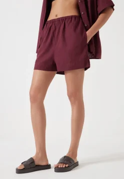 hush Swimwear & Beachwear|Shorts|Lana Linen Blend Shorts Burgundy Red