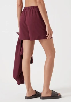 hush Swimwear & Beachwear|Shorts|Lana Linen Blend Shorts Burgundy Red
