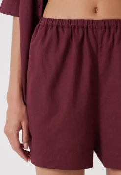 hush Swimwear & Beachwear|Shorts|Lana Linen Blend Shorts Burgundy Red