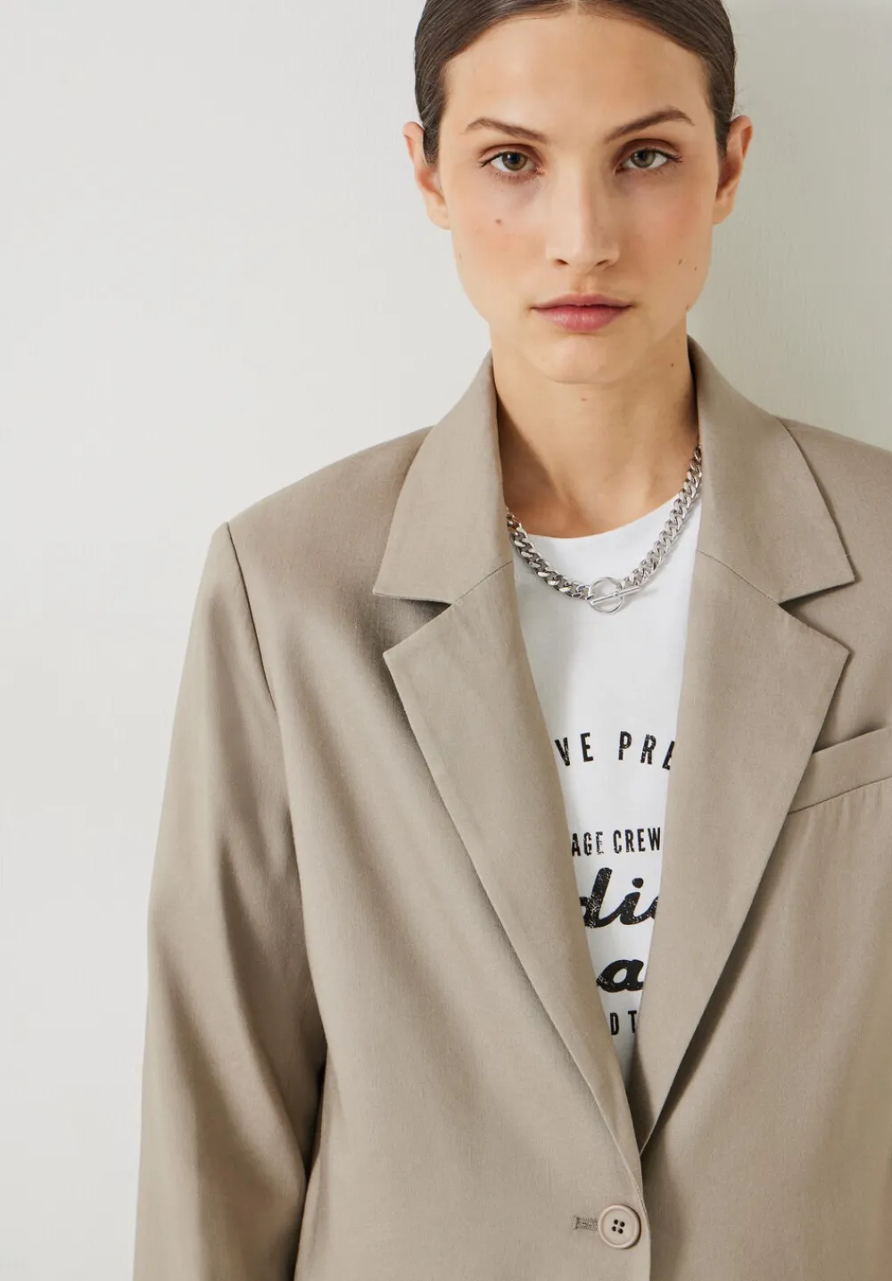 hush Jackets & Coats|Lana Relaxed Linen Blend Blazer Taupe