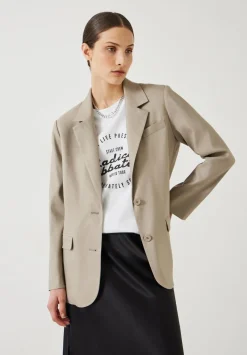 hush Jackets & Coats|Lana Relaxed Linen Blend Blazer Taupe