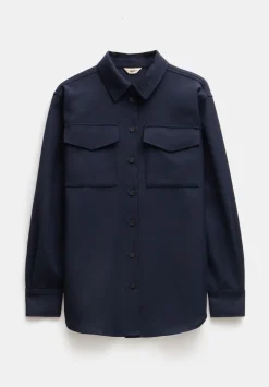 hush Shirts & Blouses|Lara Utility Wool Shirt Navy