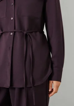 hush Shirts & Blouses|Lara Utility Wool Shirt Oxblood Red