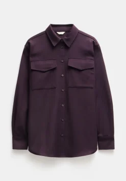 hush Shirts & Blouses|Lara Utility Wool Shirt Oxblood Red
