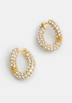 hush Jewellery|Large Pia Pave Twist Hoop Earrings Gold