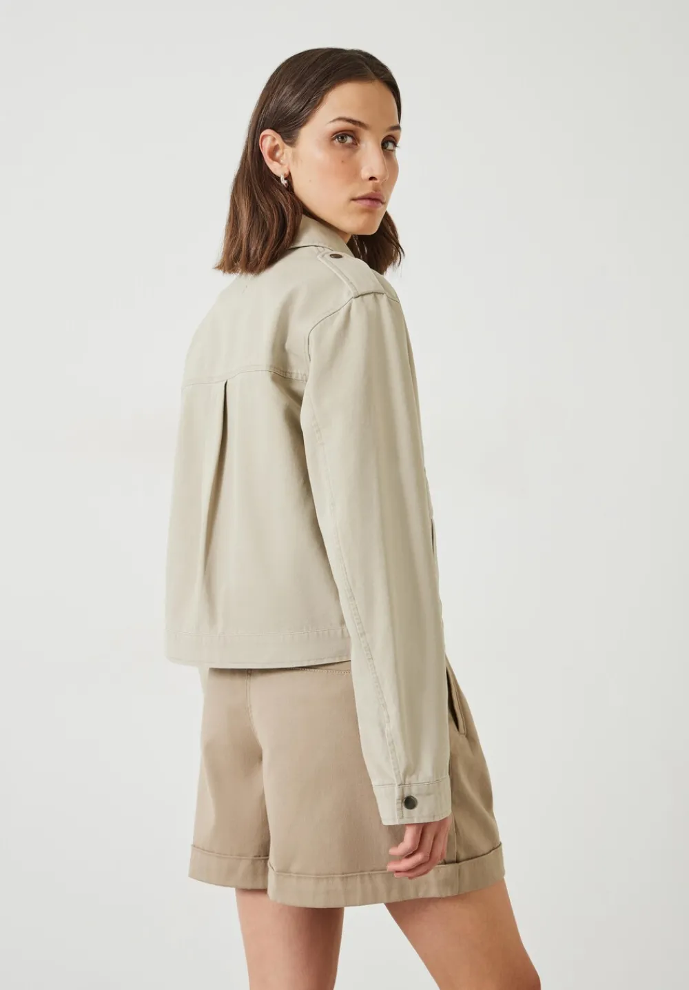 hush Jackets & Coats|Laurie Zip Up Utility Jacket Stone