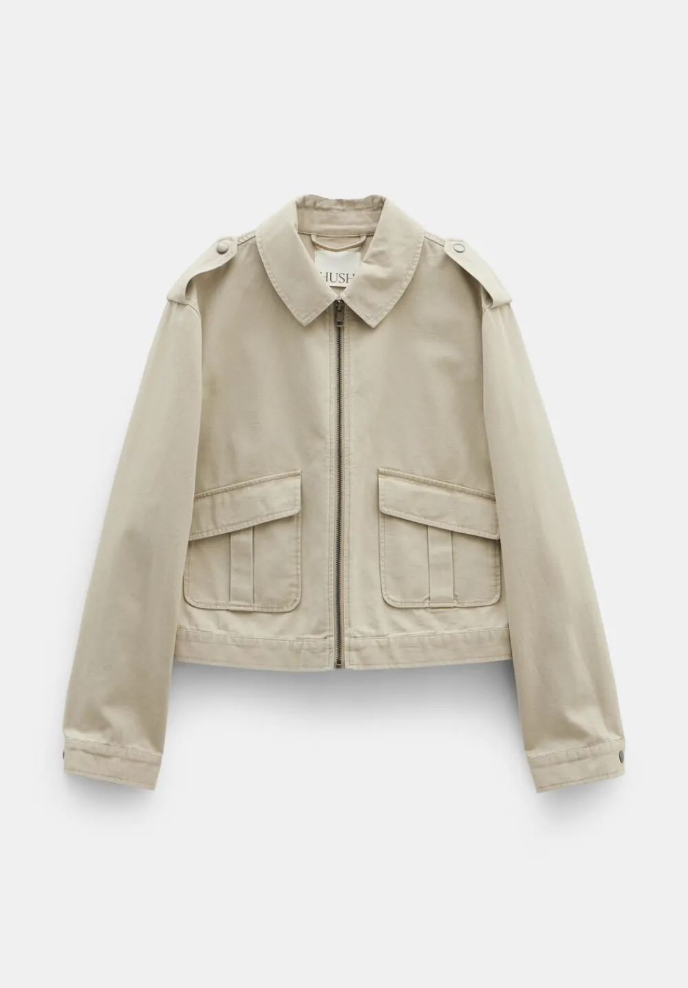 hush Jackets & Coats|Laurie Zip Up Utility Jacket Stone