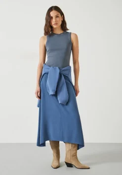 hush Skirts|Layla Textured Midi Skirt Vintage Indigo