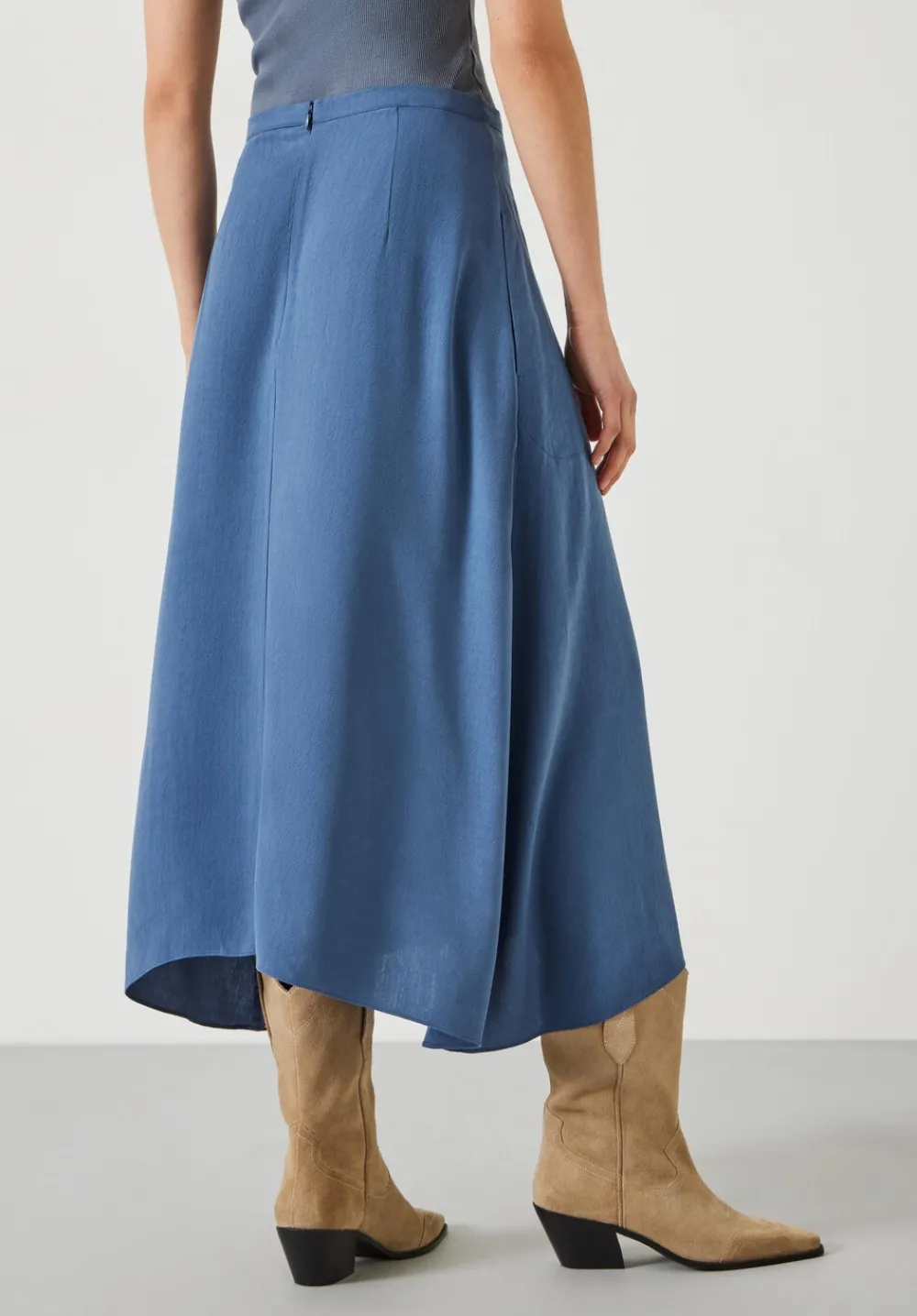 hush Skirts|Layla Textured Midi Skirt Vintage Indigo
