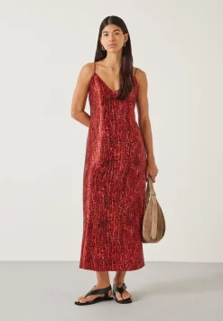 hush Dresses|Leanne Slip Maxi Dress Watercolour Animal Red