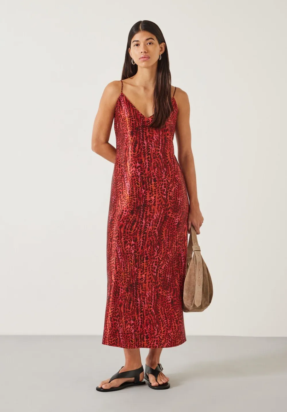 hush Dresses|Leanne Slip Maxi Dress Watercolour Animal Red