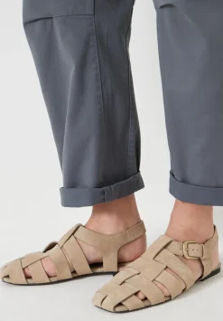hush Flats|Sandals|Leather Caged Fisherman Sandals Stone