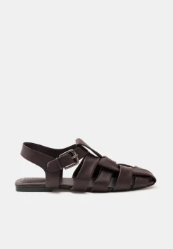 hush Flats|Sandals|Leather Caged Fisherman Sandals Windsor Wine
