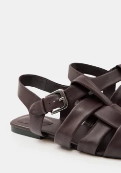 hush Flats|Sandals|Leather Caged Fisherman Sandals Windsor Wine