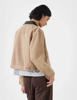 hush Jackets & Coats|Leather Collar Cropped Jacket Camel Brown