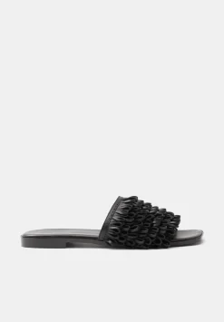 hush Sandals|Flats|Leather Fringe Sandals Black