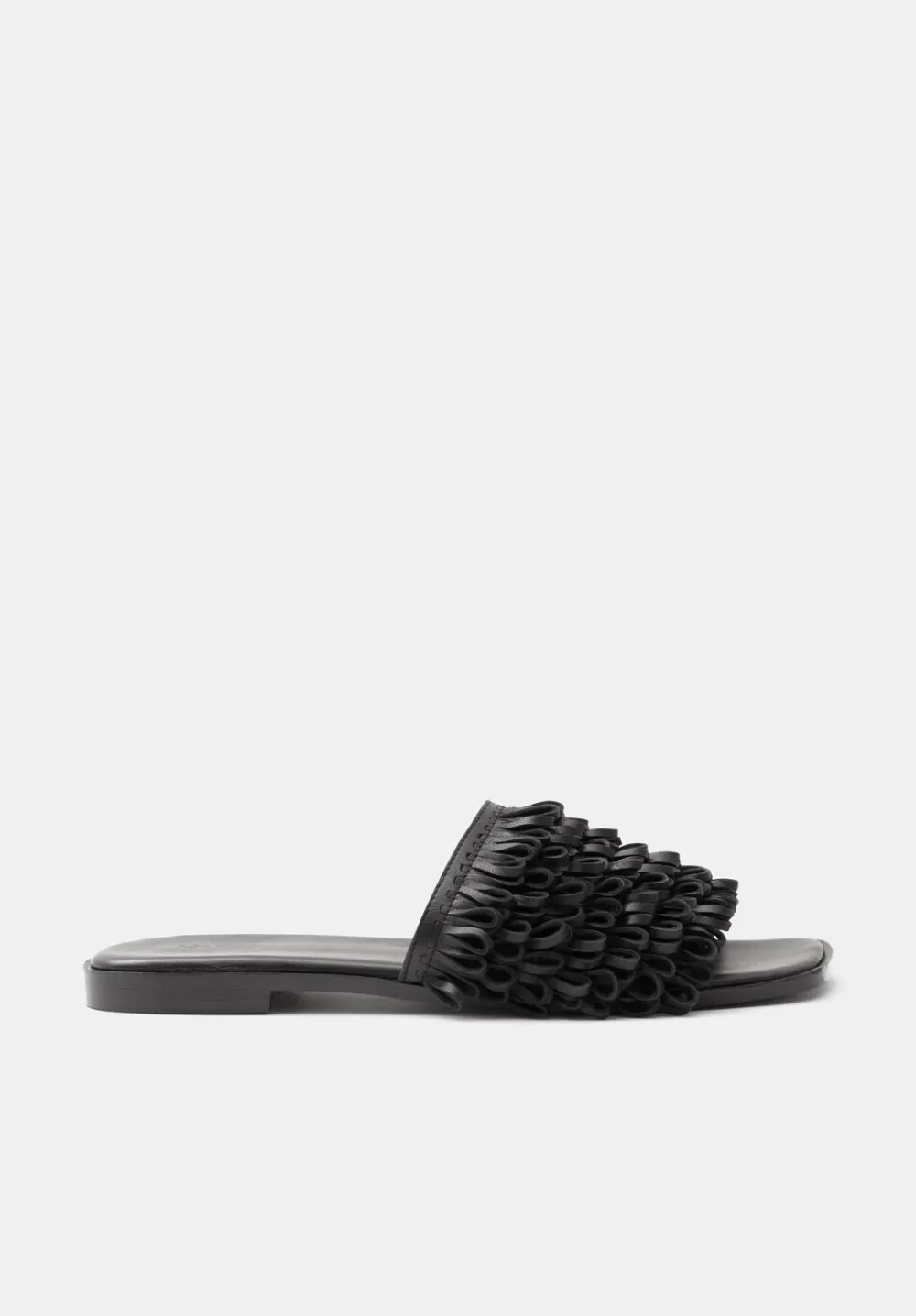 hush Sandals|Flats|Leather Fringe Sandals Black