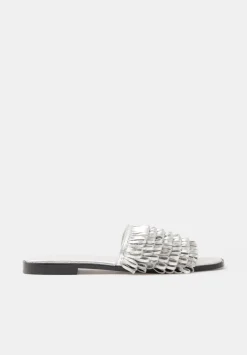 hush Sandals|Flats|Leather Fringe Sandals Silver