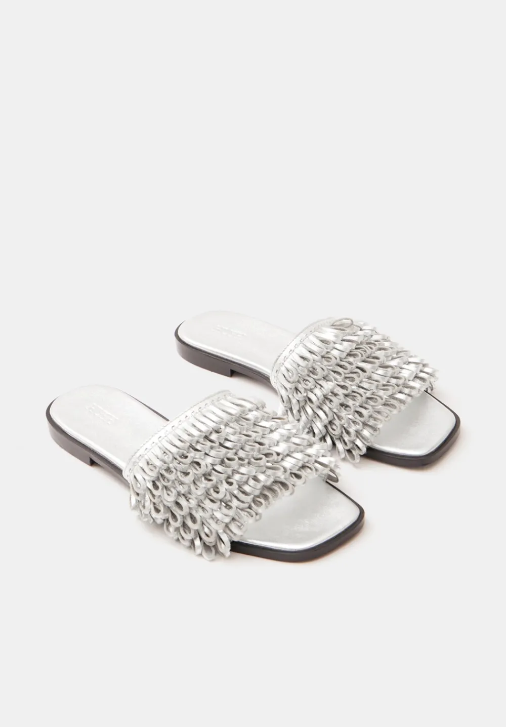 hush Sandals|Flats|Leather Fringe Sandals Silver