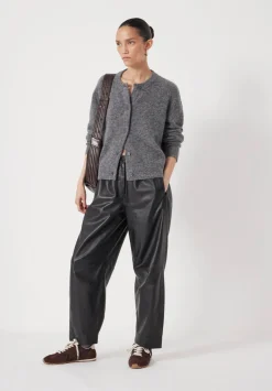 hush Trousers|Leather Jack Barrel Trousers Black