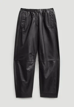 hush Trousers|Leather Jack Barrel Trousers Black