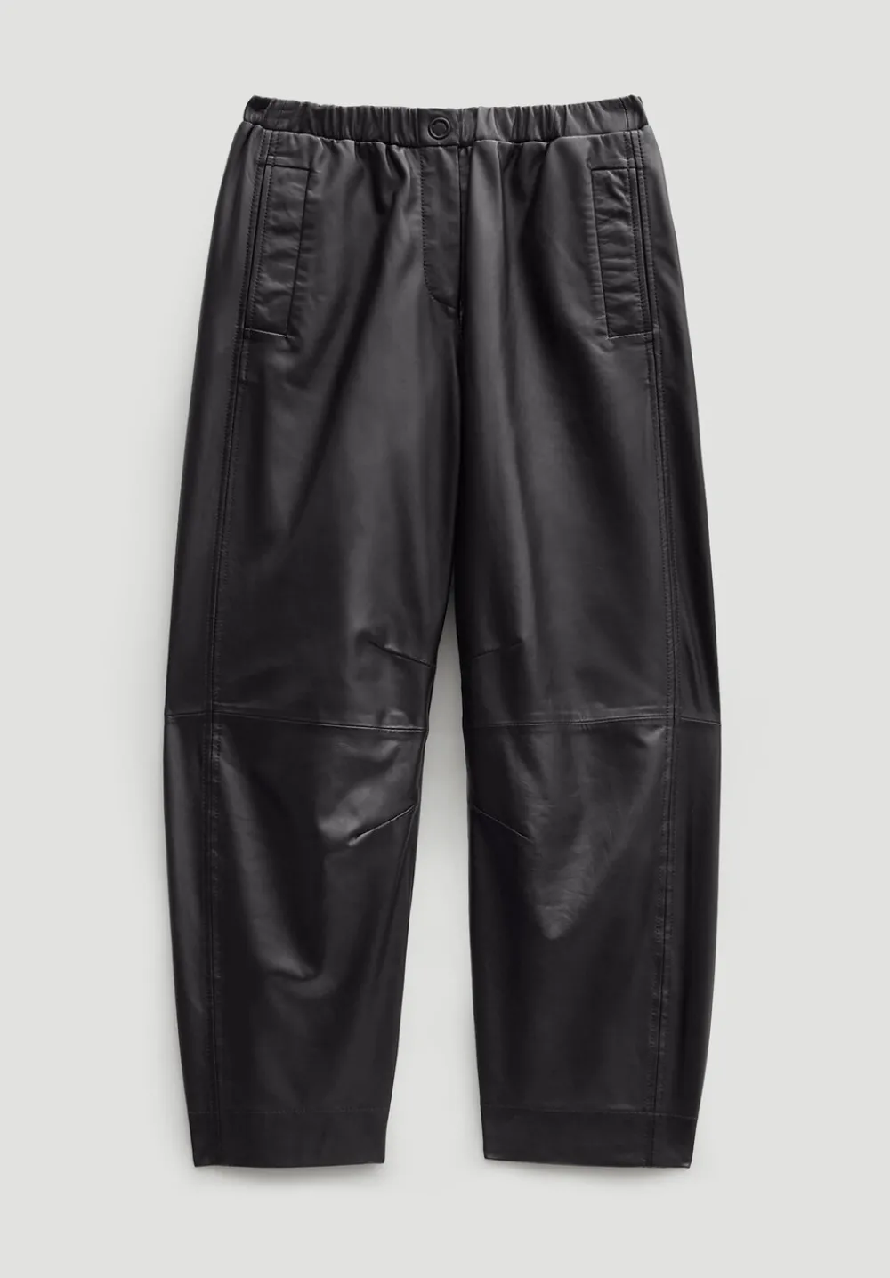 hush Trousers|Leather Jack Barrel Trousers Black