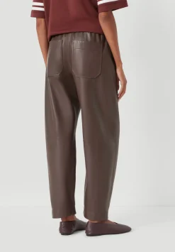 hush Trousers|Leather Jack Barrel Trousers Chocolate brown