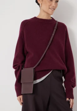 hush Bags|Leather Phone Bag Dark Wine Red