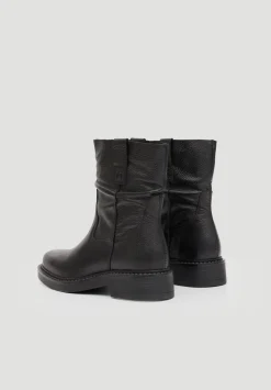 hush Heels|Boots|Leather Slouchy Biker Boot Black