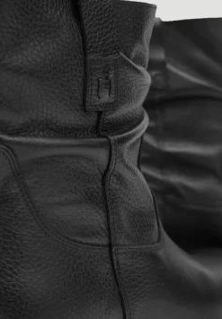 hush Heels|Boots|Leather Slouchy Biker Boot Black
