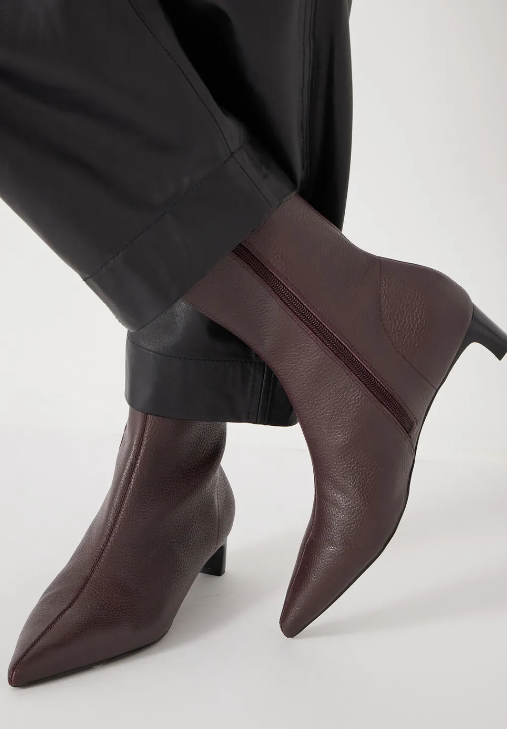 hush Heels|Boots|Leather Sock Fit Boots Wine Red