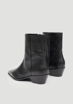 hush Heels|Boots|Leather Square Toe Boots Black