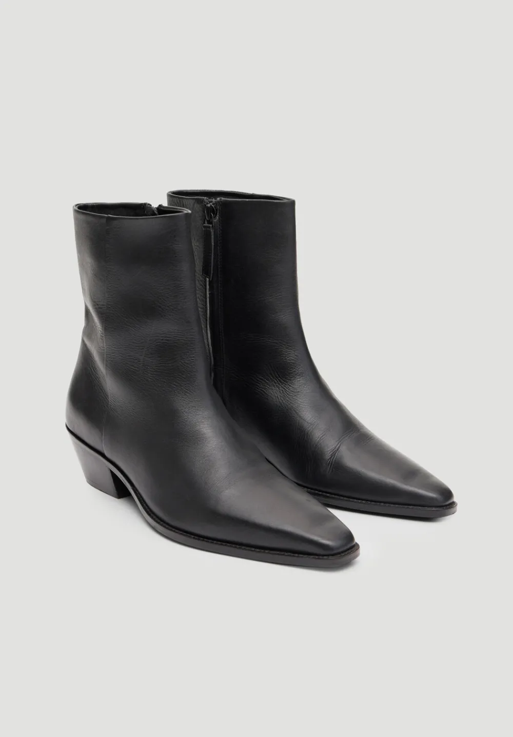 hush Heels|Boots|Leather Square Toe Boots Black