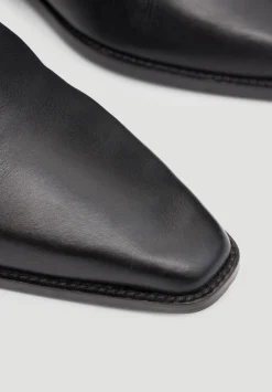hush Heels|Boots|Leather Square Toe Boots Black