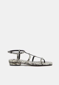 hush Sandals|Heels|Leather Strappy Low Heel Sandals Natural snake