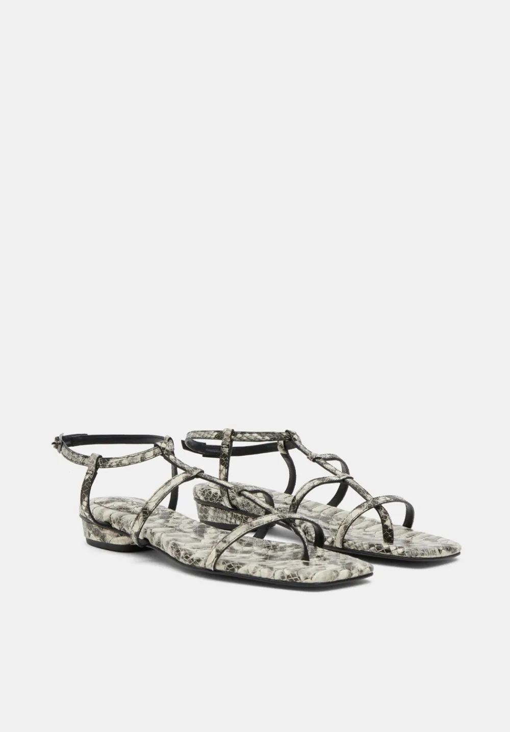 hush Sandals|Heels|Leather Strappy Low Heel Sandals Natural snake