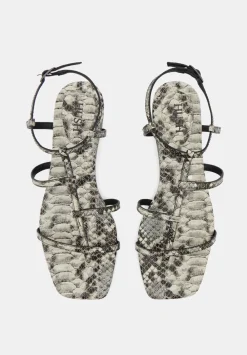 hush Sandals|Heels|Leather Strappy Low Heel Sandals Natural snake