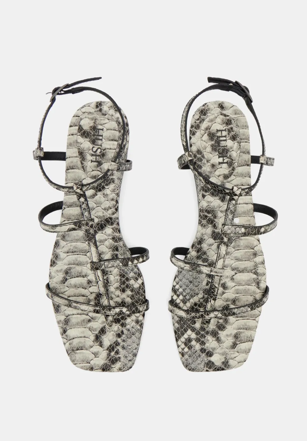hush Sandals|Heels|Leather Strappy Low Heel Sandals Natural snake